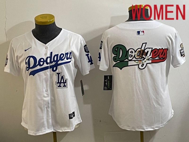 Women Los Angeles Dodgers Blank White Game 2024 Nike MLB Jersey style 112123